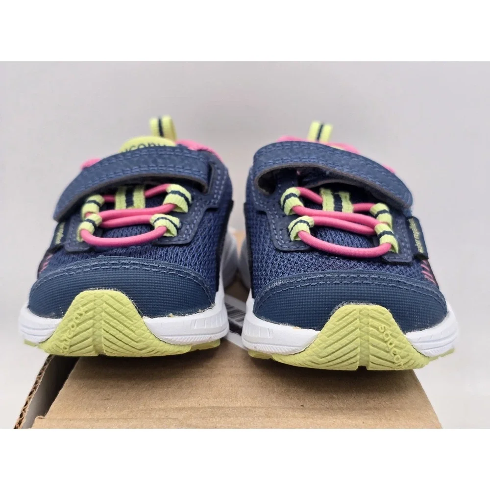 Saucony Wind‎ A/C Pink Green Hook & Loop Running Sneakers Shoes Kids 4M